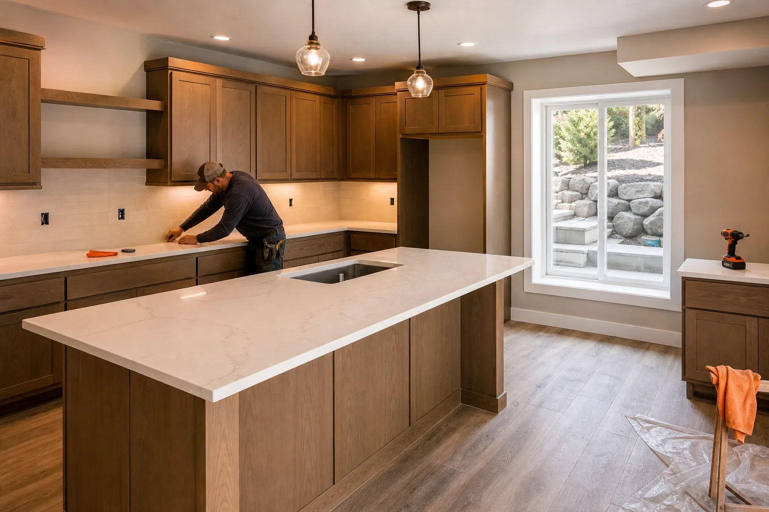 Northern Utah basement kitchen remodel with modern countertop