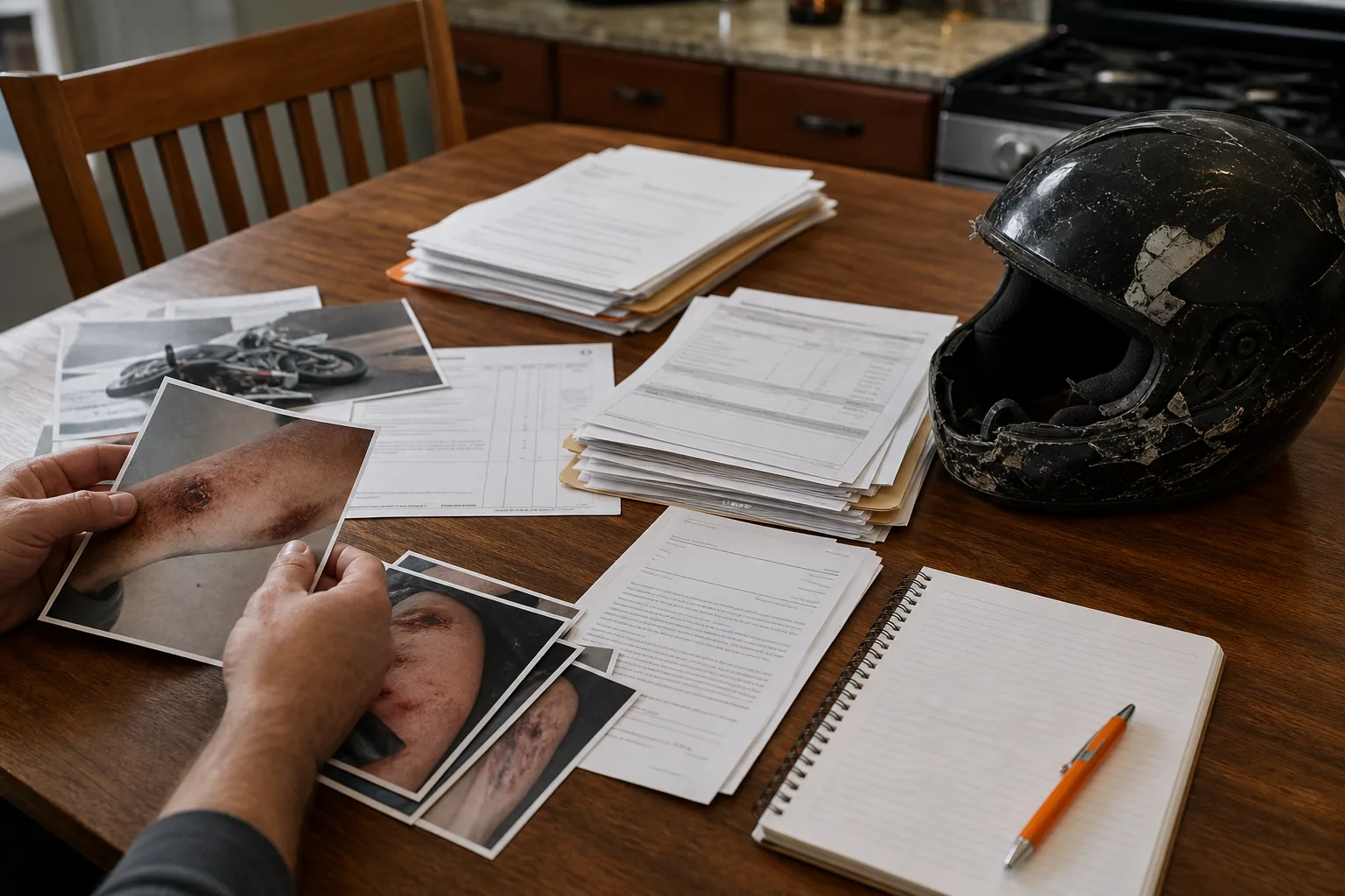 Documenting motorcycle crash injuries and financial losses