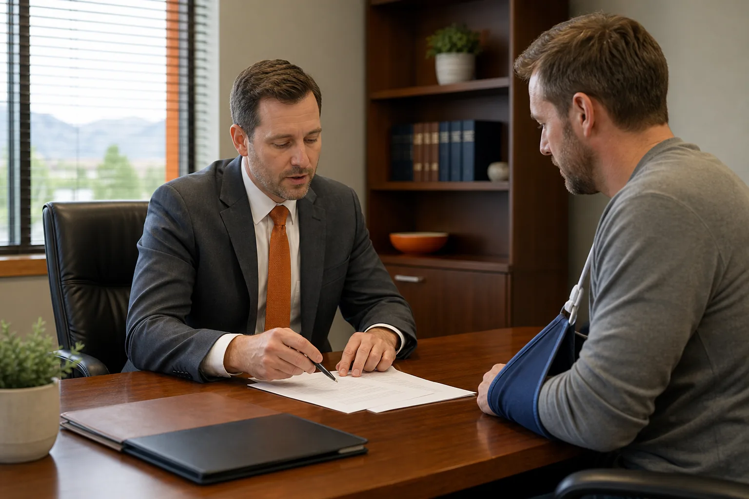 Utah car accident attorney explaining contingency fees to an injured client