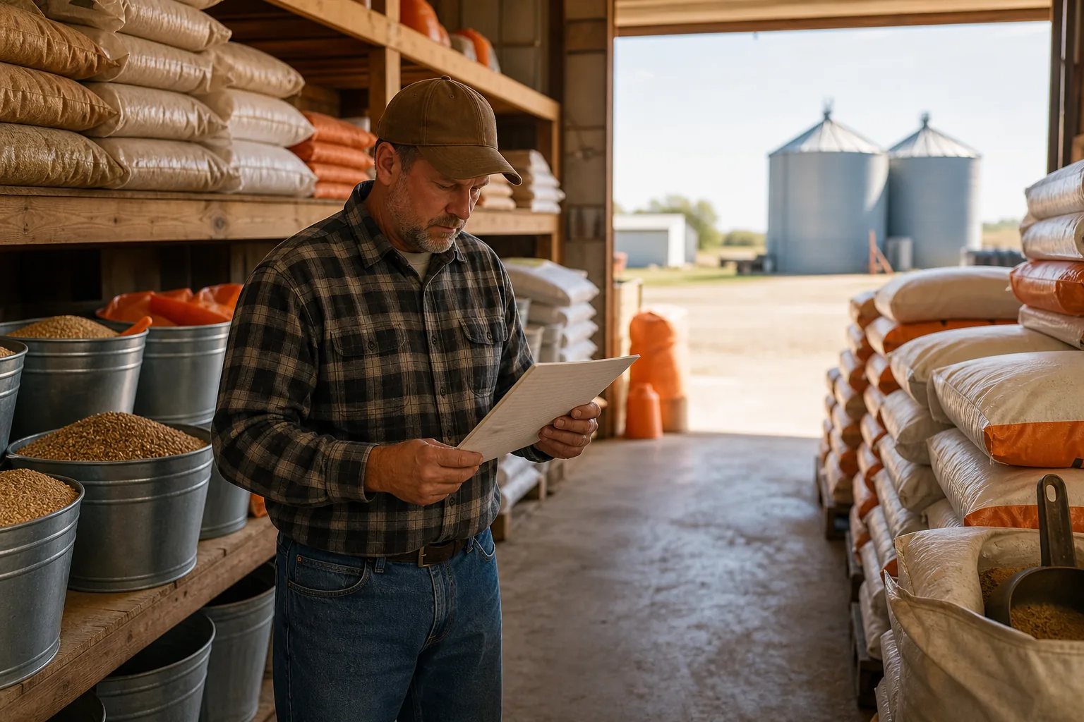 Local chicken feed supplier aisle for laying hens