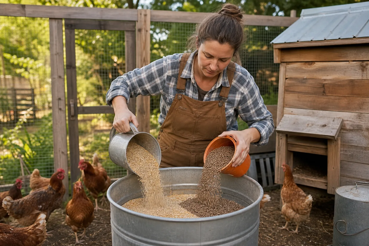 Gradual chicken feed transition for laying hens