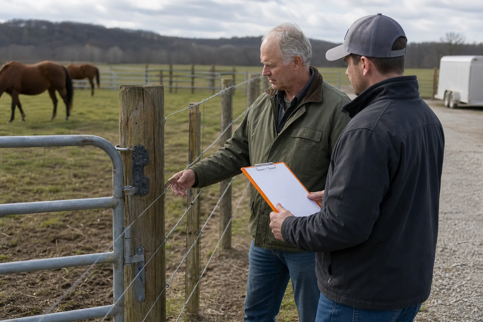 Comparing farm fence materials, gates, and contractor estimates on a working property.