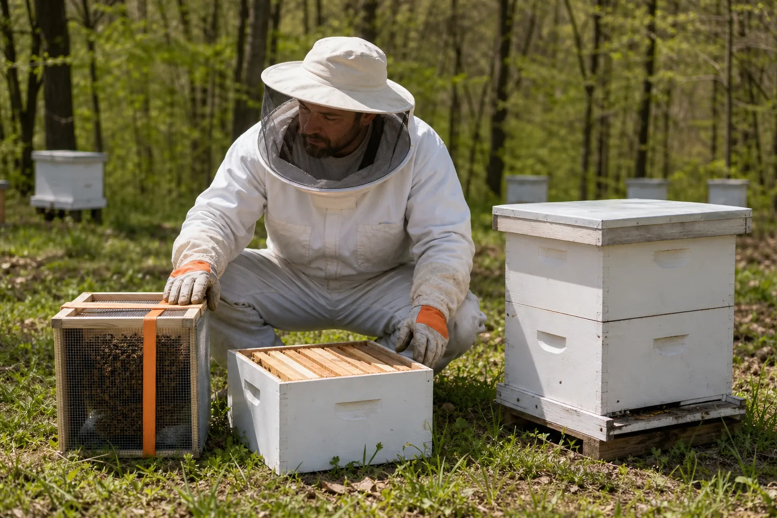Comparing package bees, a bee nuc, and an established honey bee colony.