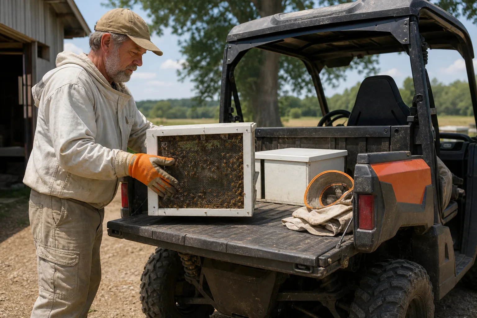 Local bee nuc pickup from a trusted beekeeping supplier.