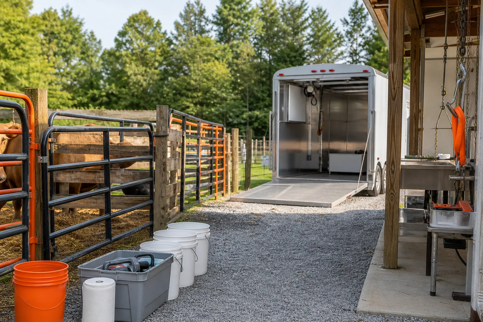 Homestead property prepared for mobile slaughter service day