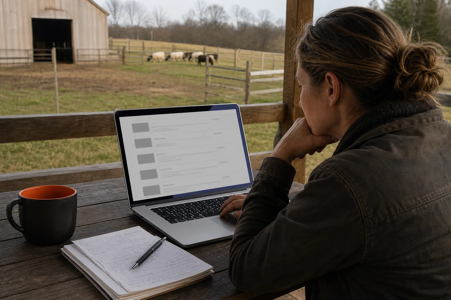 Checking a local farm listing before booking a processor or farm service