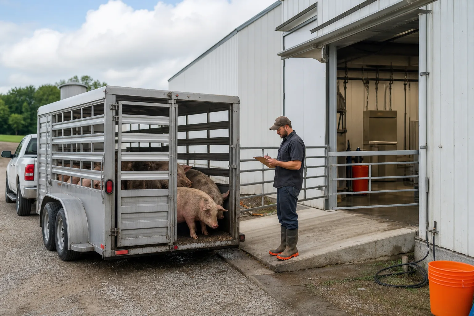 Small farm meat processing facility and livestock delivery