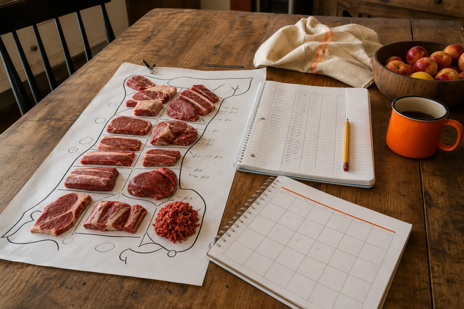 Meat cut sheet planning for small farm processing