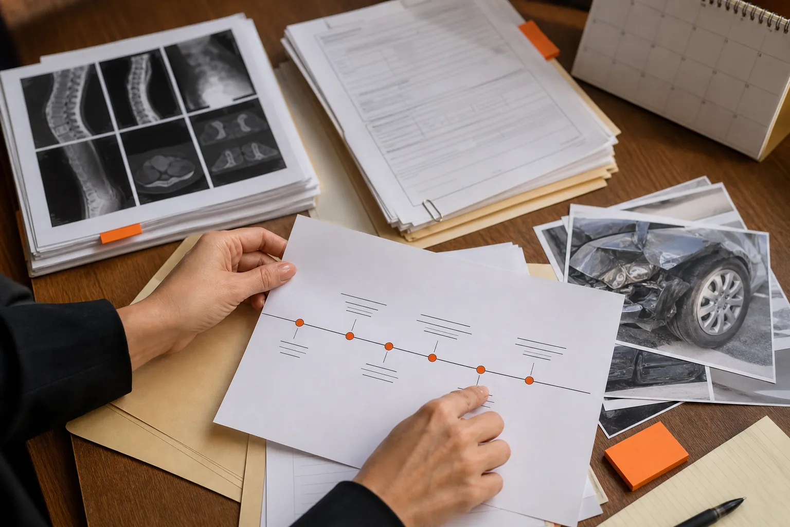 Preparing accident timeline and medical records for a Utah deposition