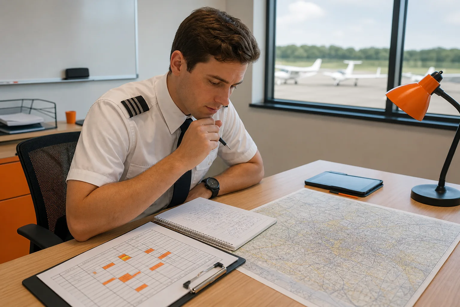 Aspiring airline pilot comparing flight school costs and training plans.