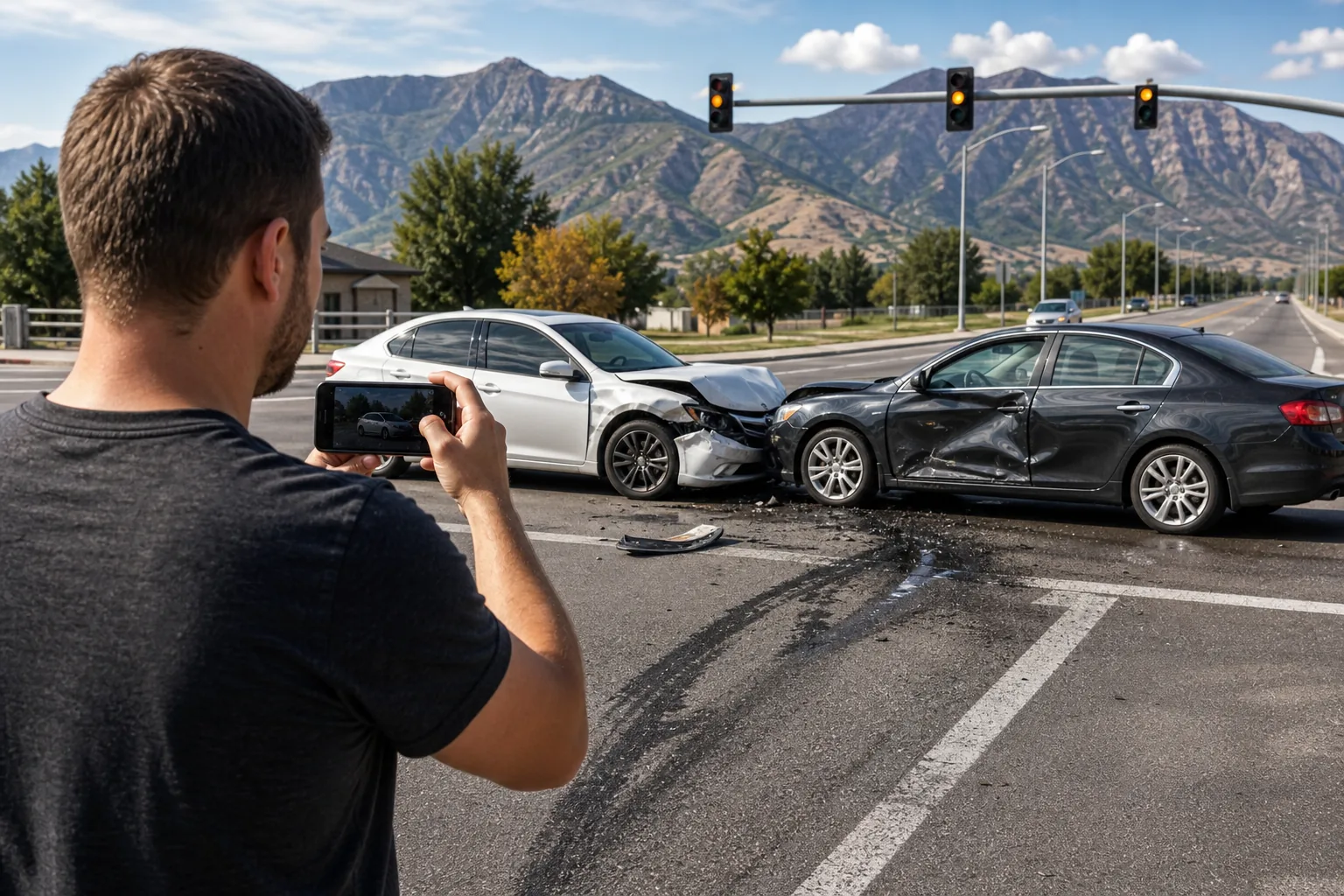 Evidence collection at a Utah car accident scene.