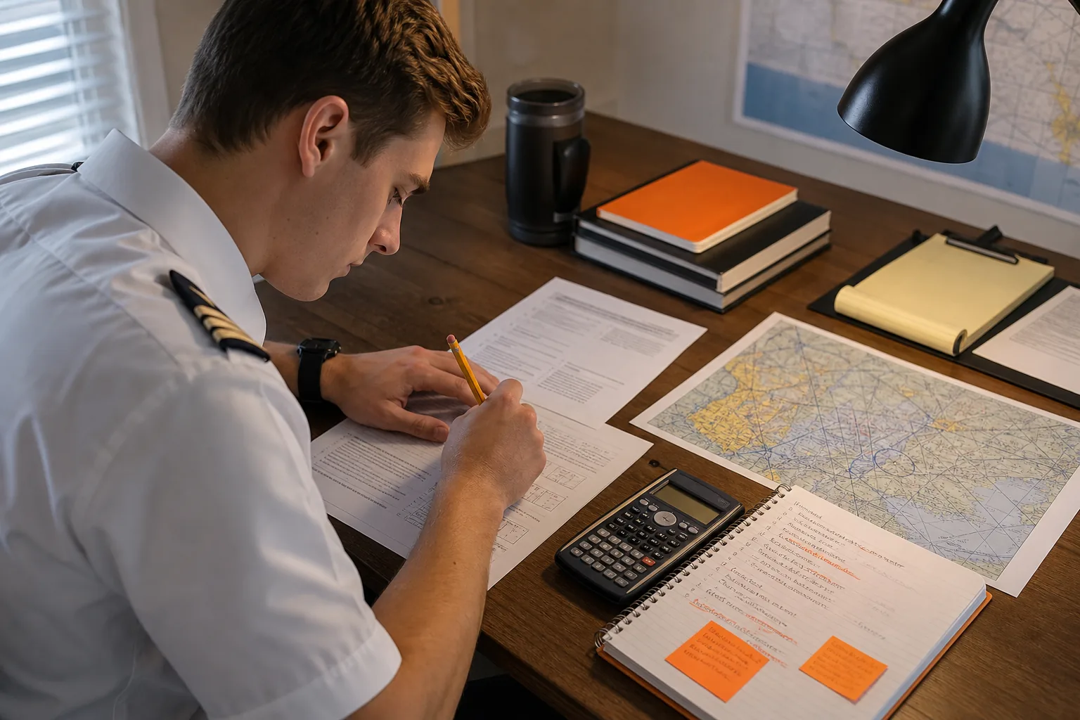 Pilot practicing weak areas for the private pilot knowledge test