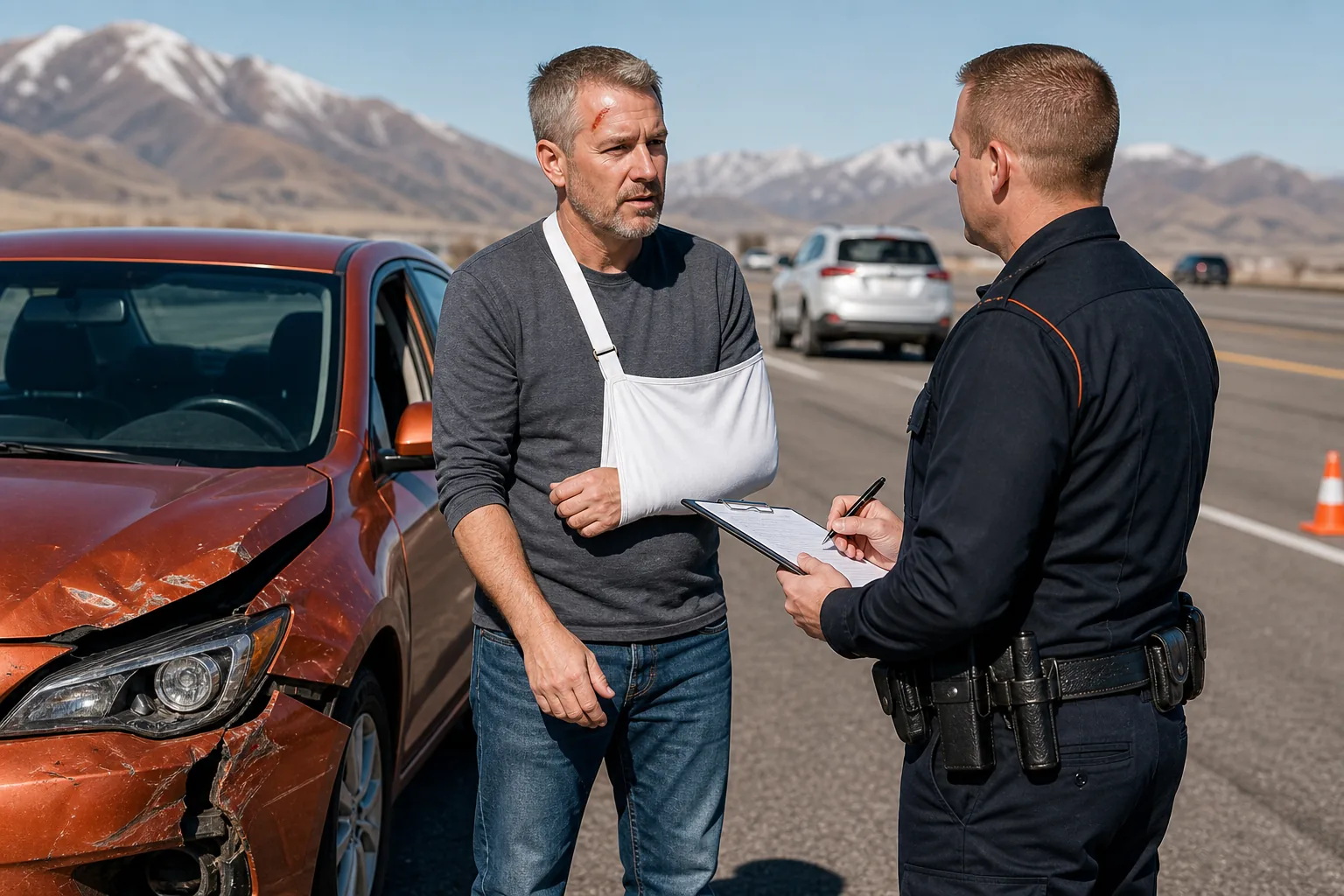 Utah hit-and-run police report and medical care after a car accident.