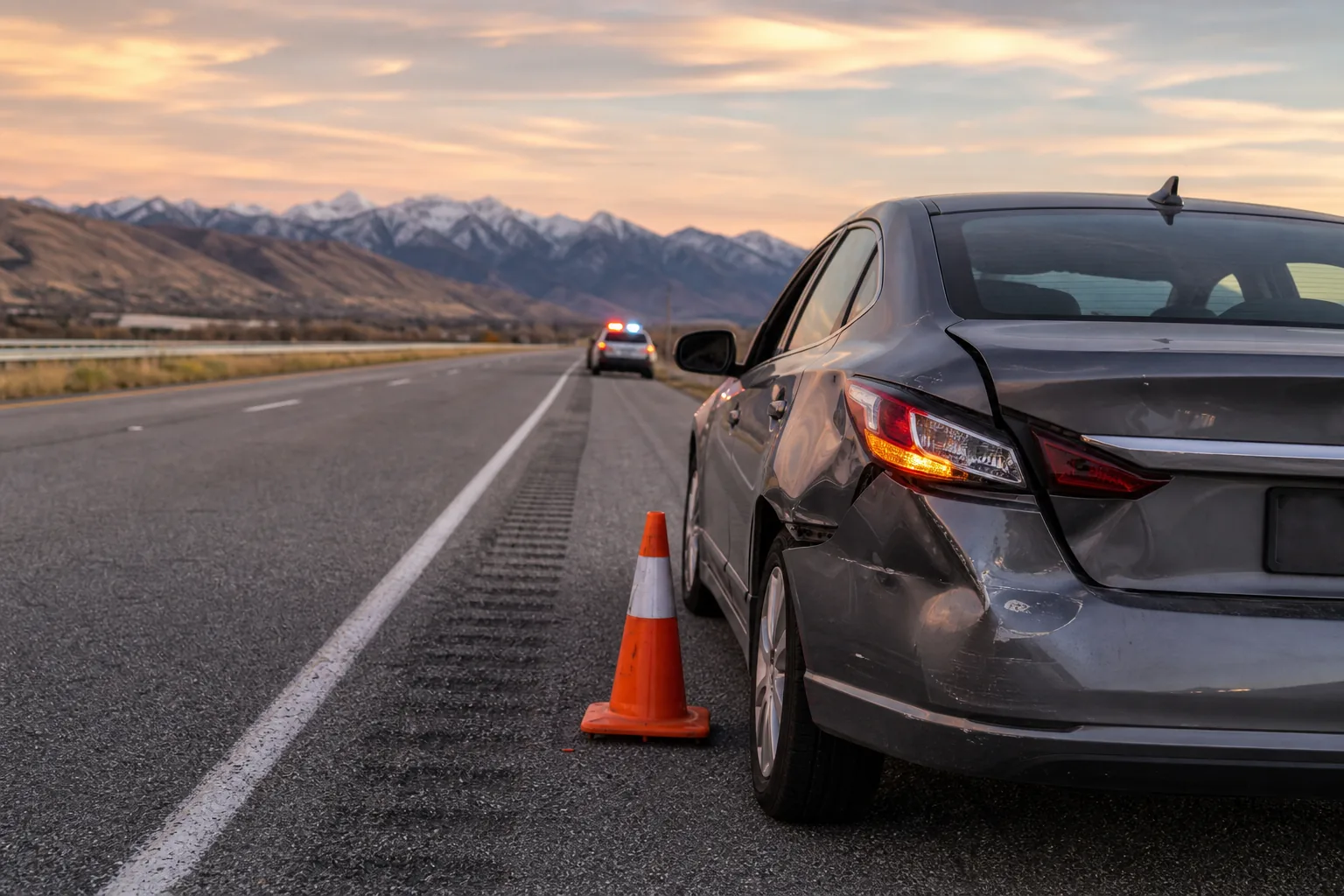 Utah hit and run accident scene with safe roadside response