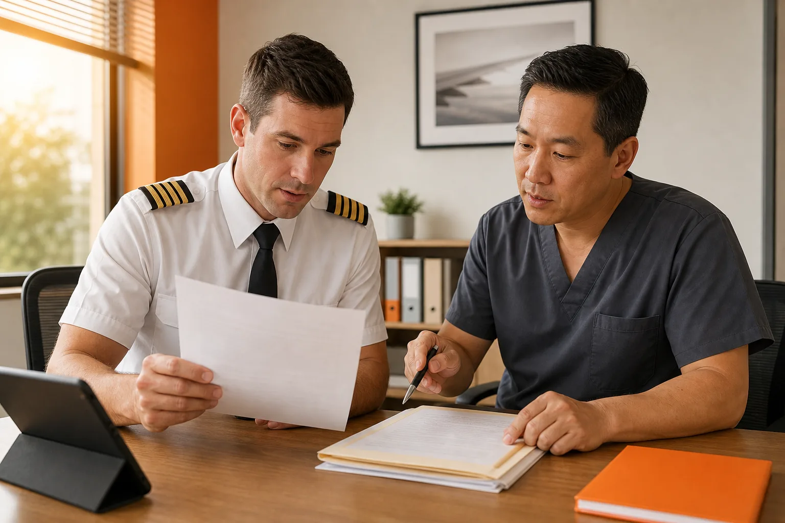 Pilot reviewing FAA medical deferral and special issuance documents