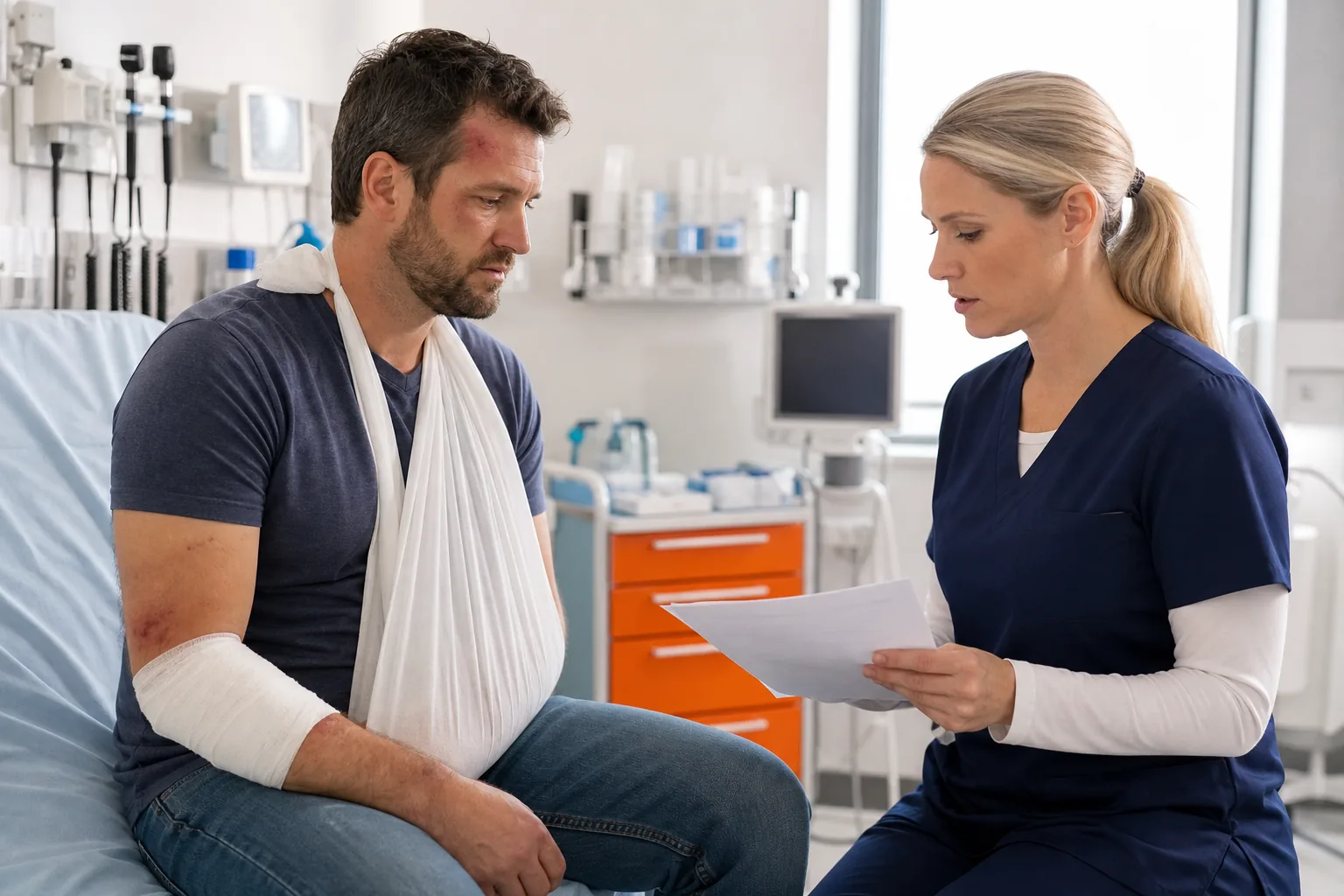 Utah car accident victim receiving medical treatment for a personal injury claim.