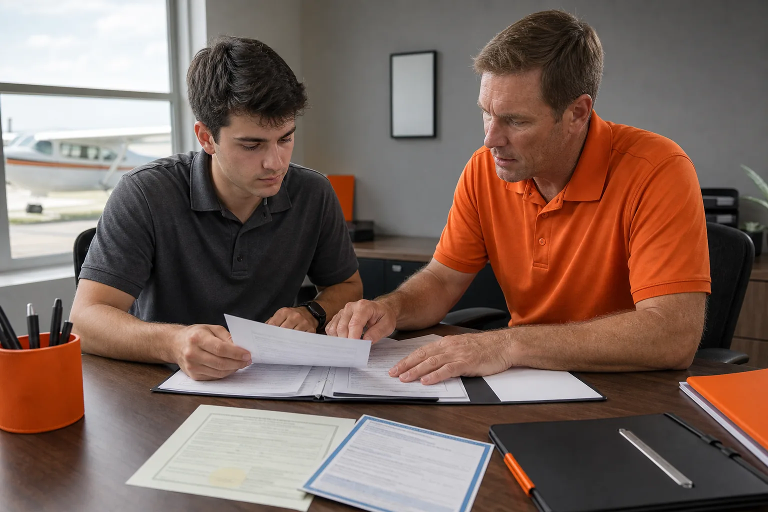 Student pilot certificate and medical eligibility documents for first solo flight