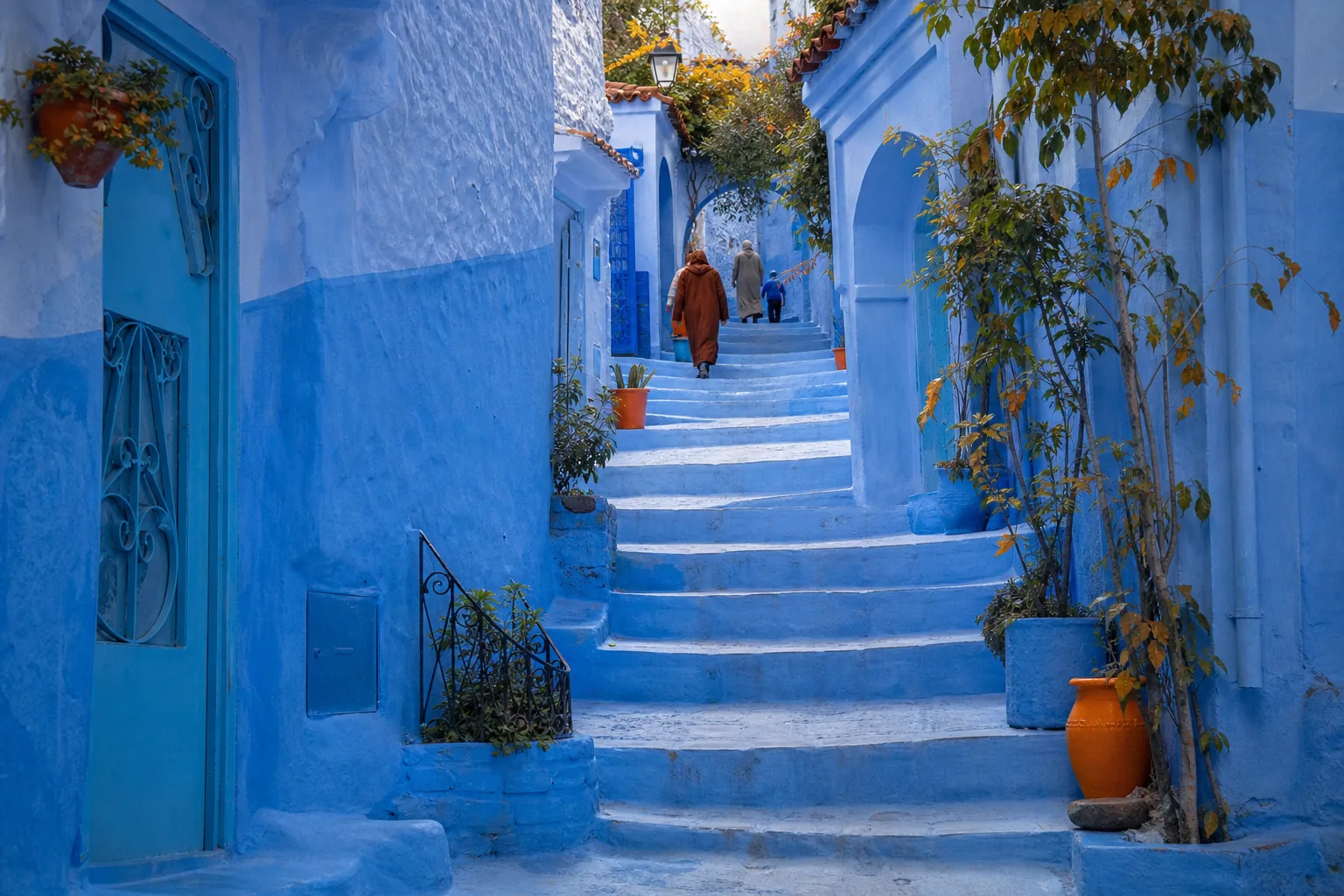 Chefchaouen blue streets in northern Morocco.