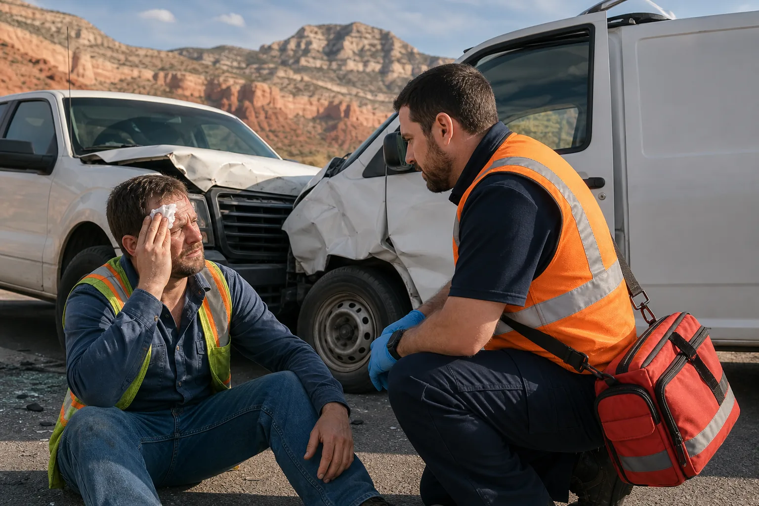 Injured worker receiving medical care after a Utah workplace car accident