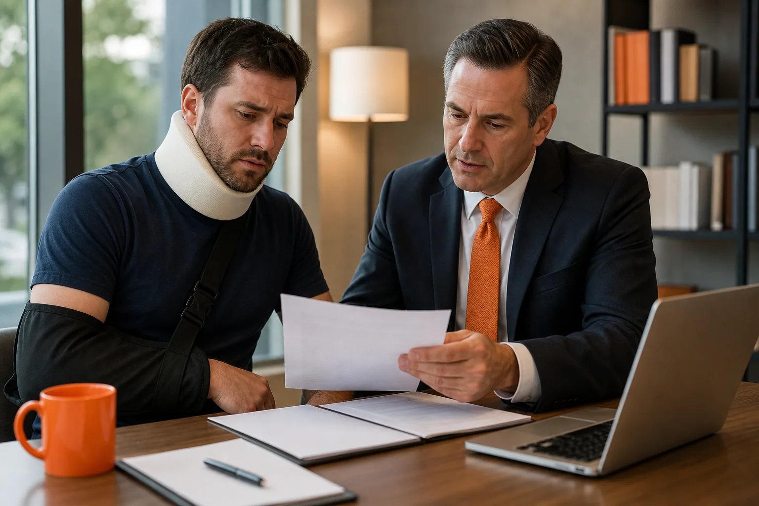 Injured employee reviewing an insurance claim after a Utah car accident