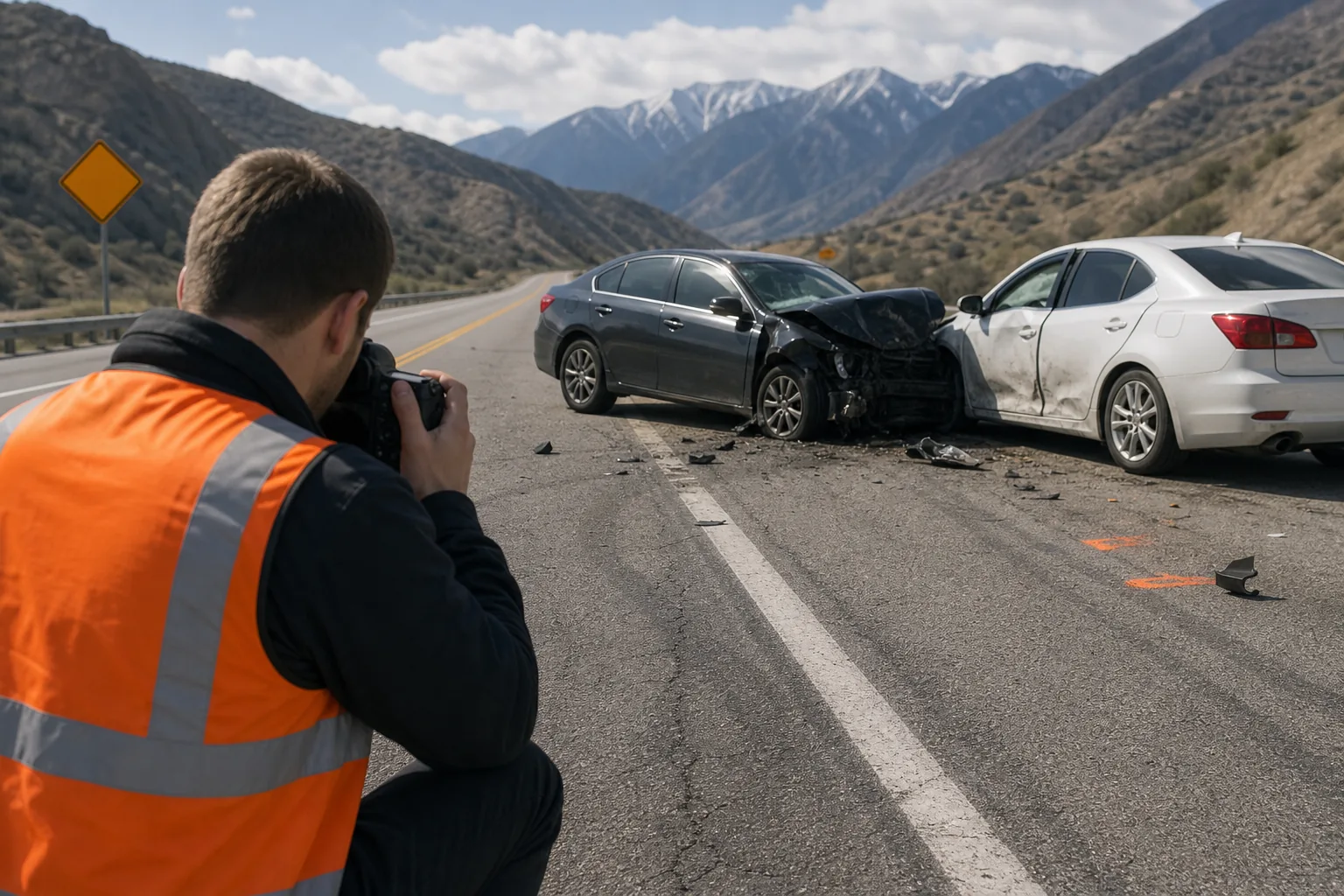 Utah accident scene evidence photographs and roadway documentation