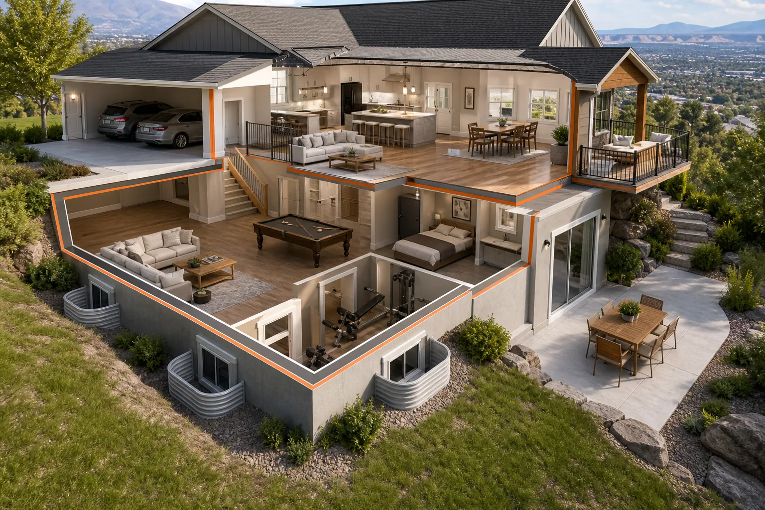 Daylight and walk-out basement layout ideas for Utah homes