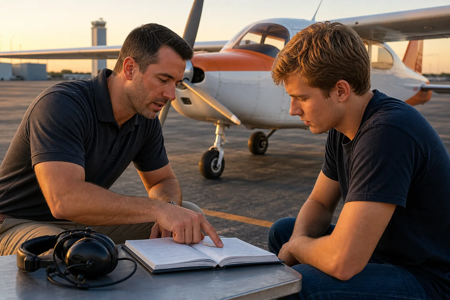 Flight instructor helping a student build hours toward an airline transport pilot certificate.