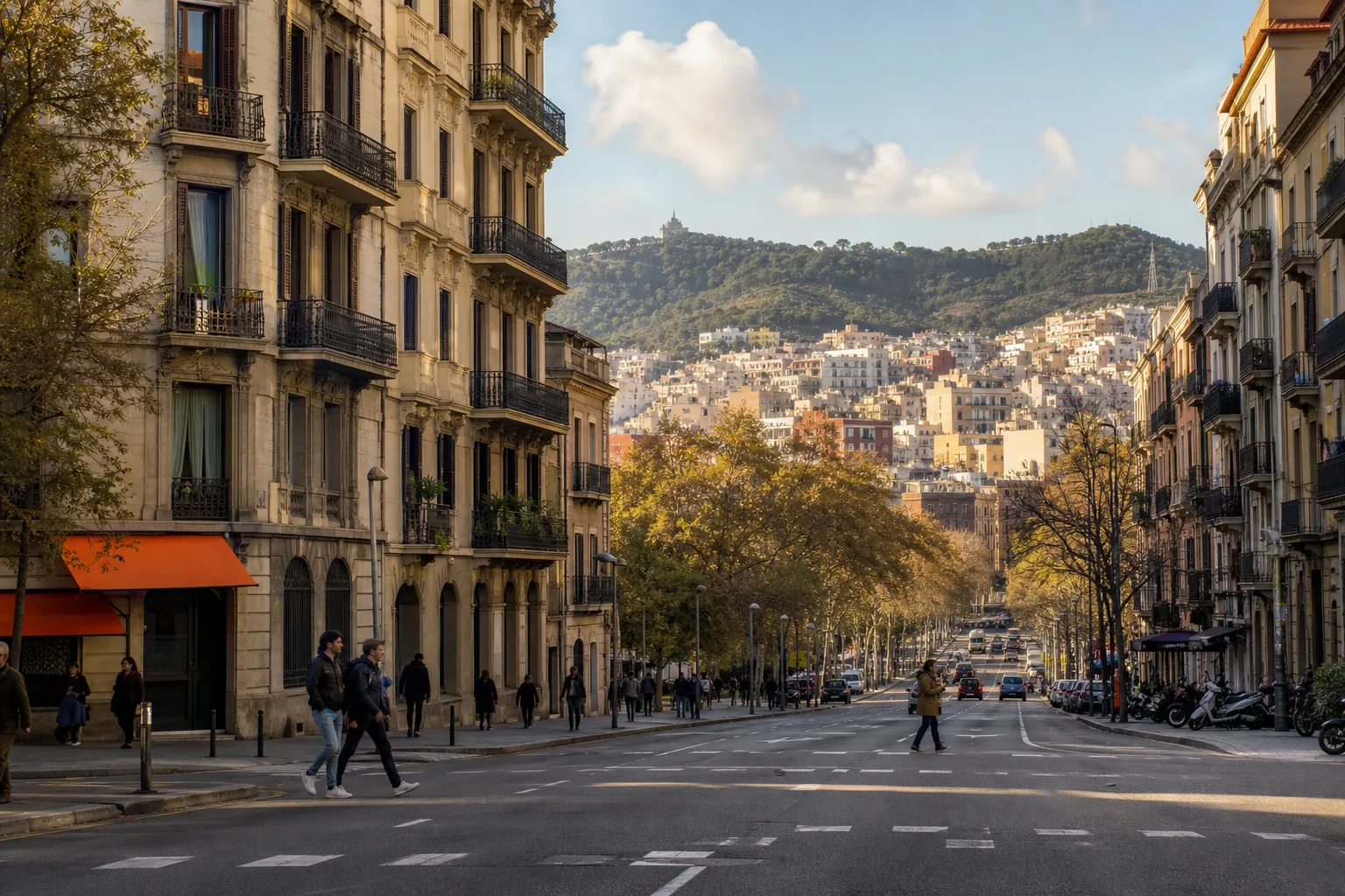 Barcelona neighborhood comparison showing Eixample and Gràcia streets.