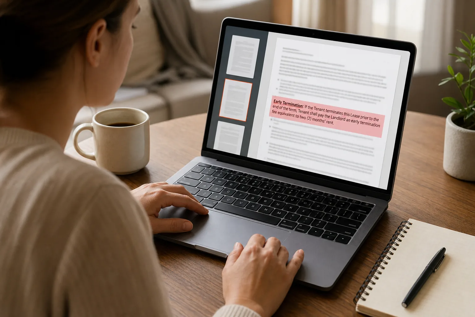 Early termination fee lease clause highlighted by AI tool