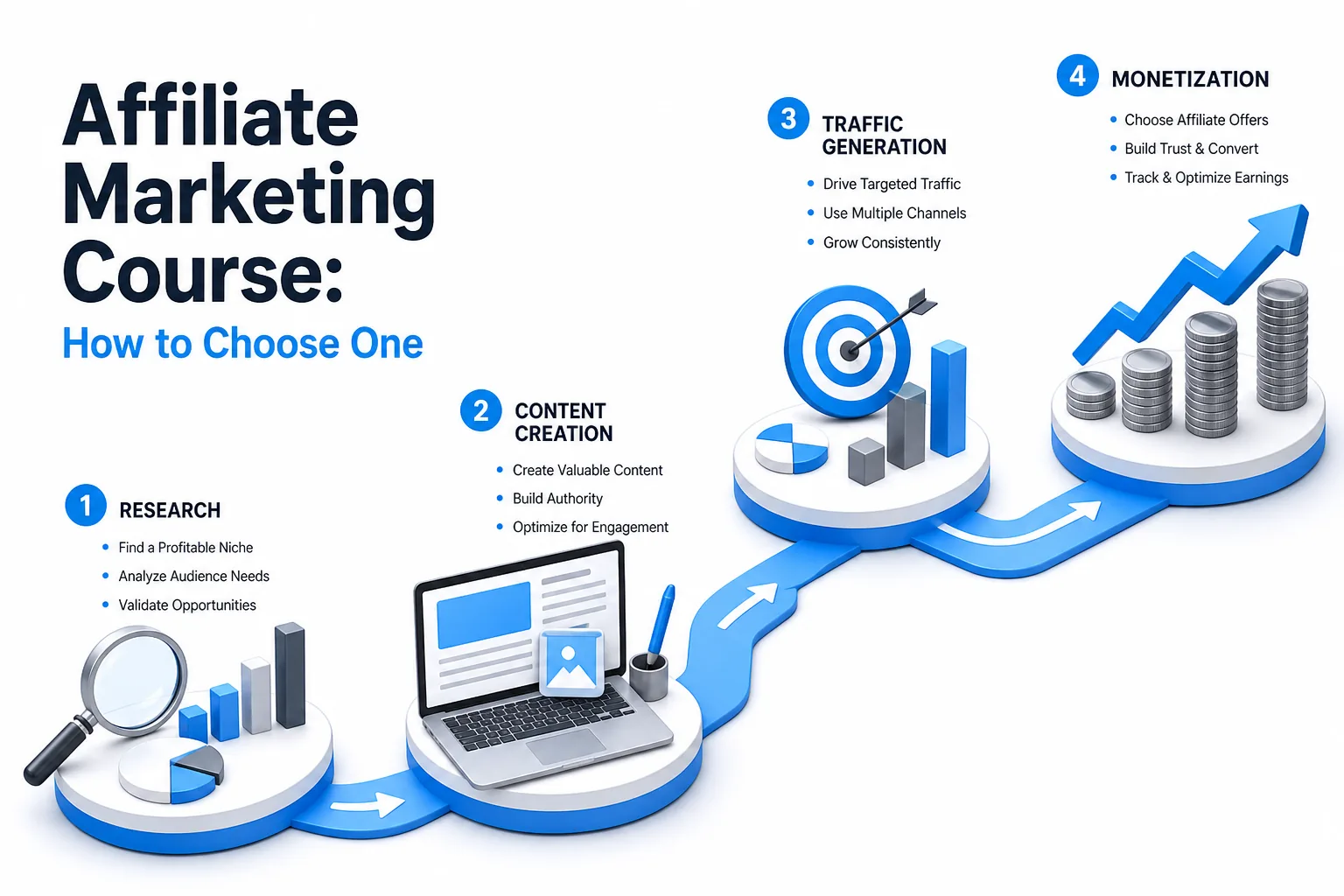 "Affiliate marketing course curriculum flowchart"