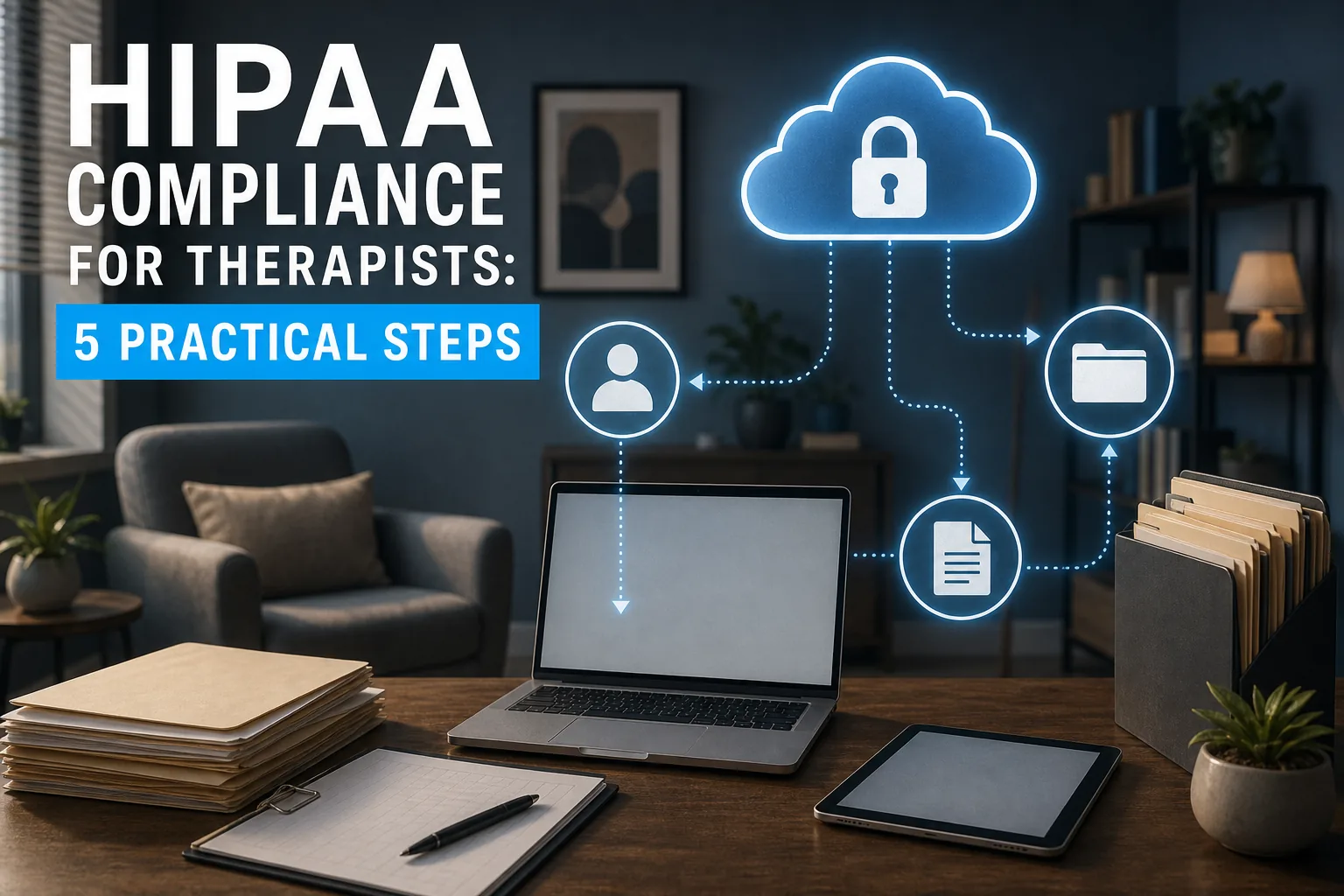 Therapist practice data flow map for HIPAA compliance