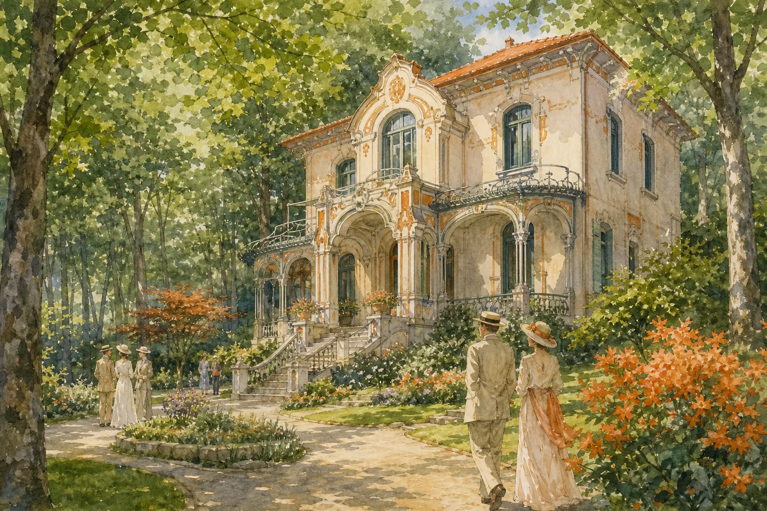 Historic estate rental Brunate art nouveau villa garden