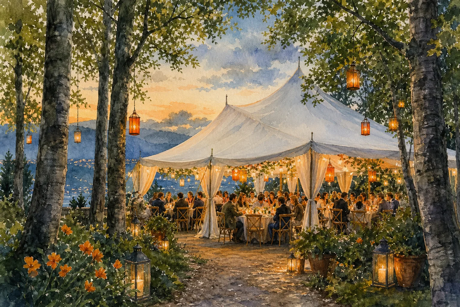 Garden dinner Brunate estate outdoor event