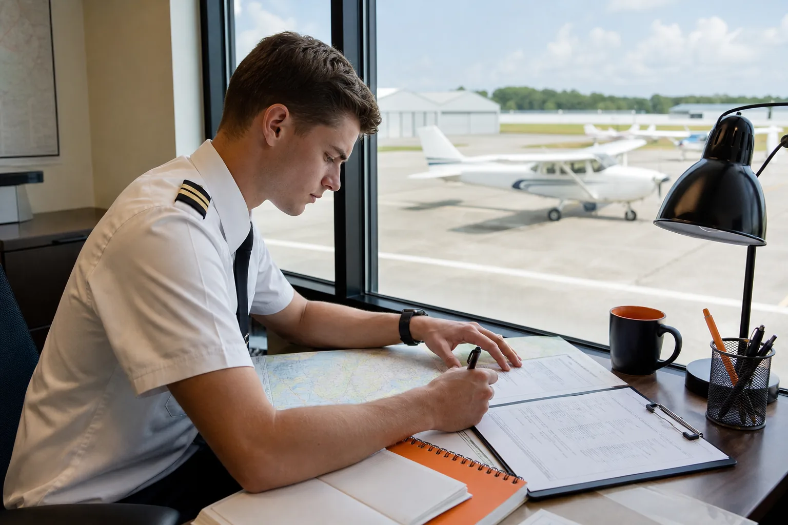 Student pilot balancing flight lessons and study for commercial pilot training