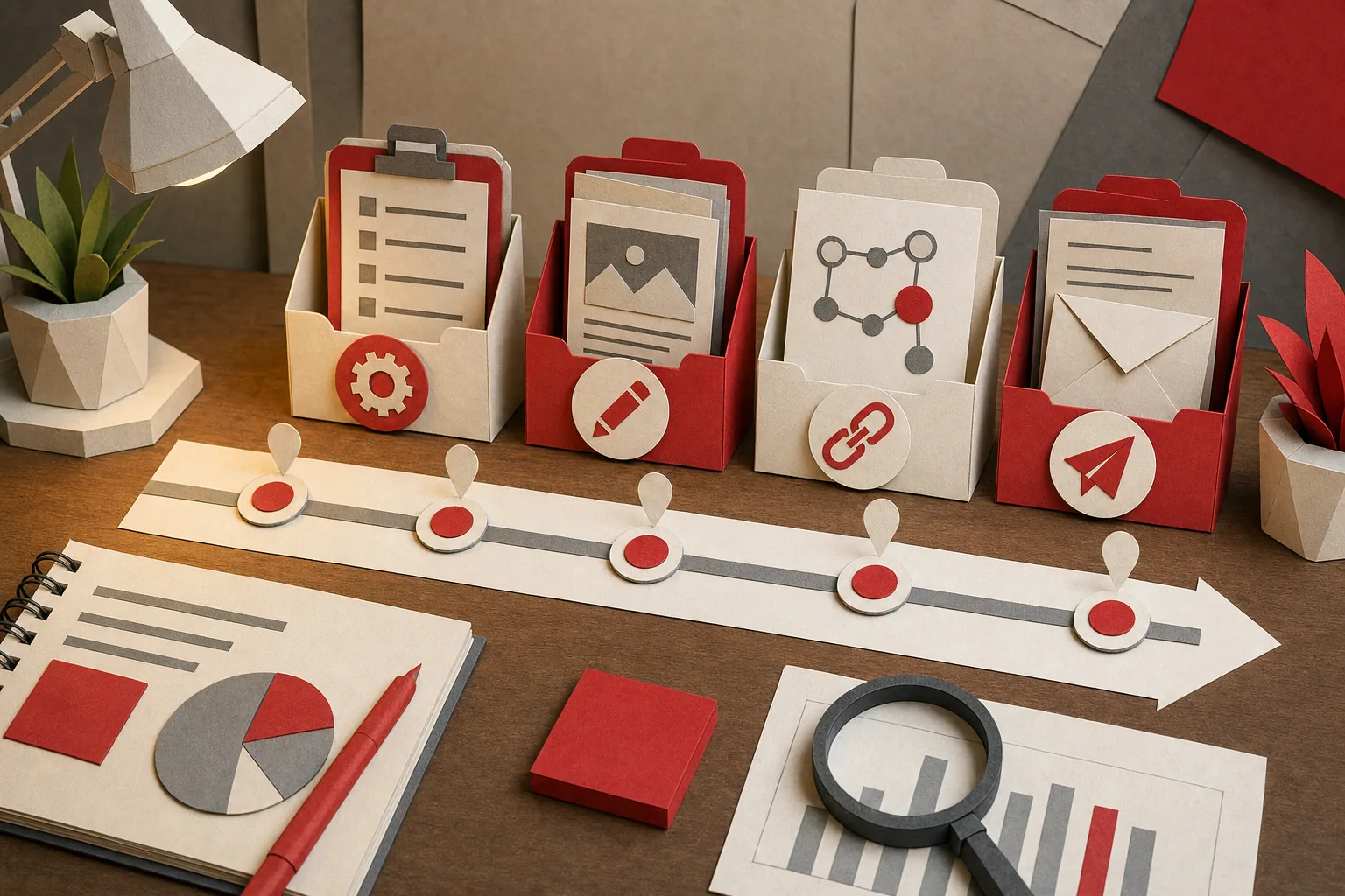 Papercraft SEO workflow for faster rankings through technical fixes, content planning, and relevant link building.