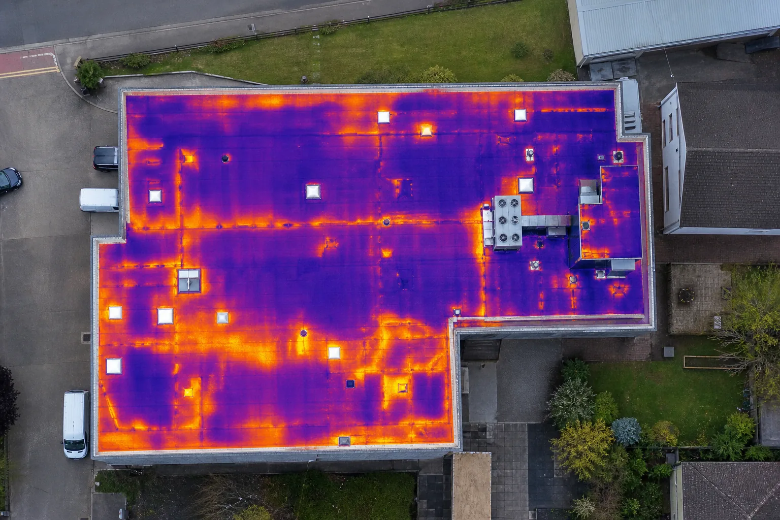 Drone roof inspection UK orthomosaic with thermal map