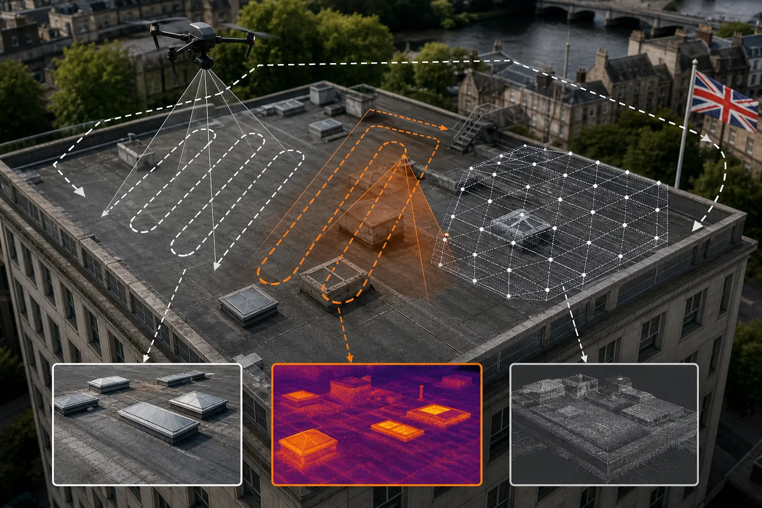 Drone roof inspection scope diagram UK