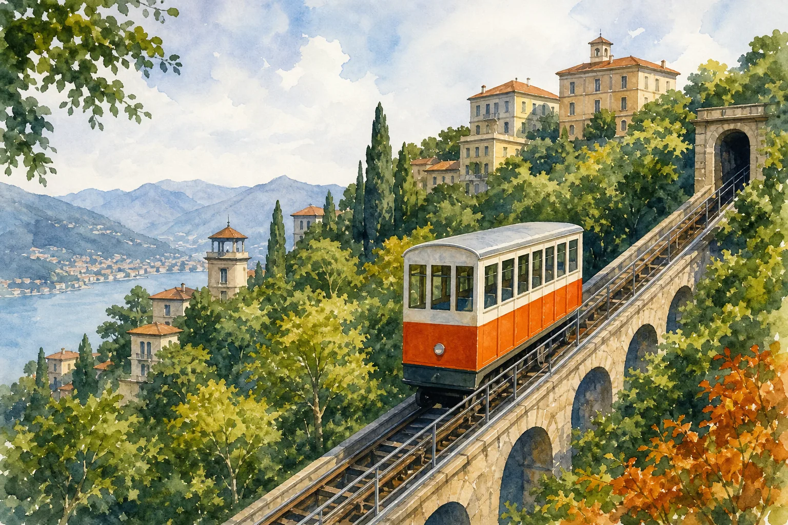 Brunate funicular architectural tour view