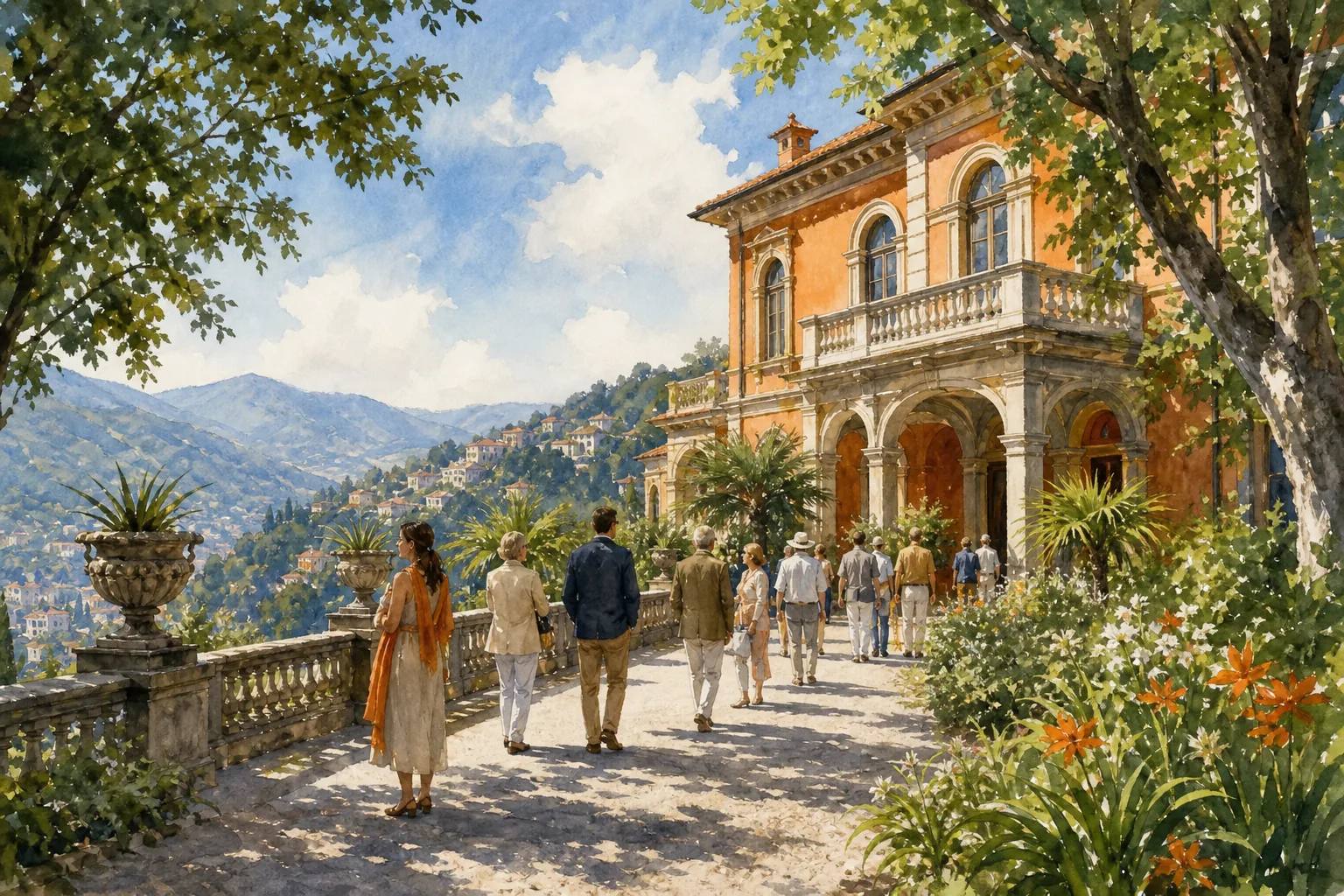 Villino Rubini garden architectural tour view