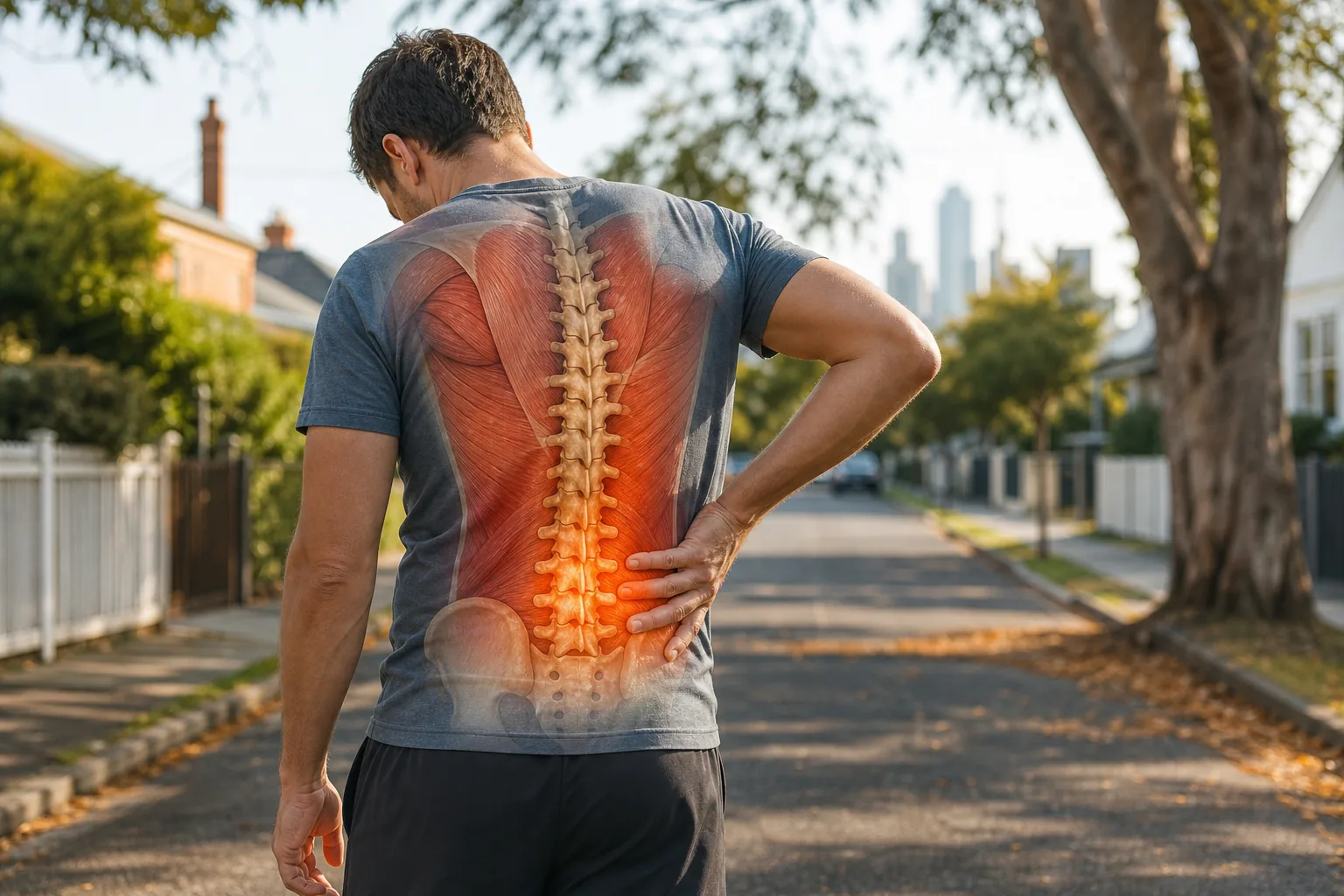 "muscle vs spinal back pain illustration for Moonee Ponds residents"