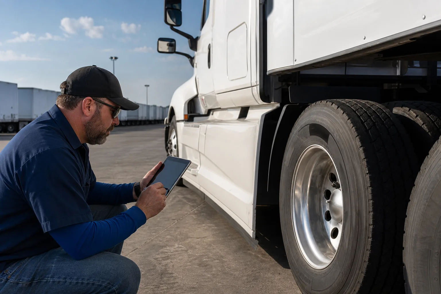 Commercial truck tire inspection routine