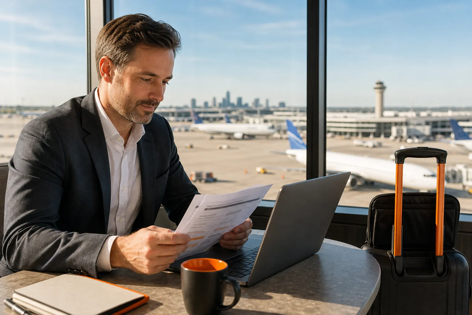 Travel manager planning Minneapolis airport ground transportation with traveler itinerary