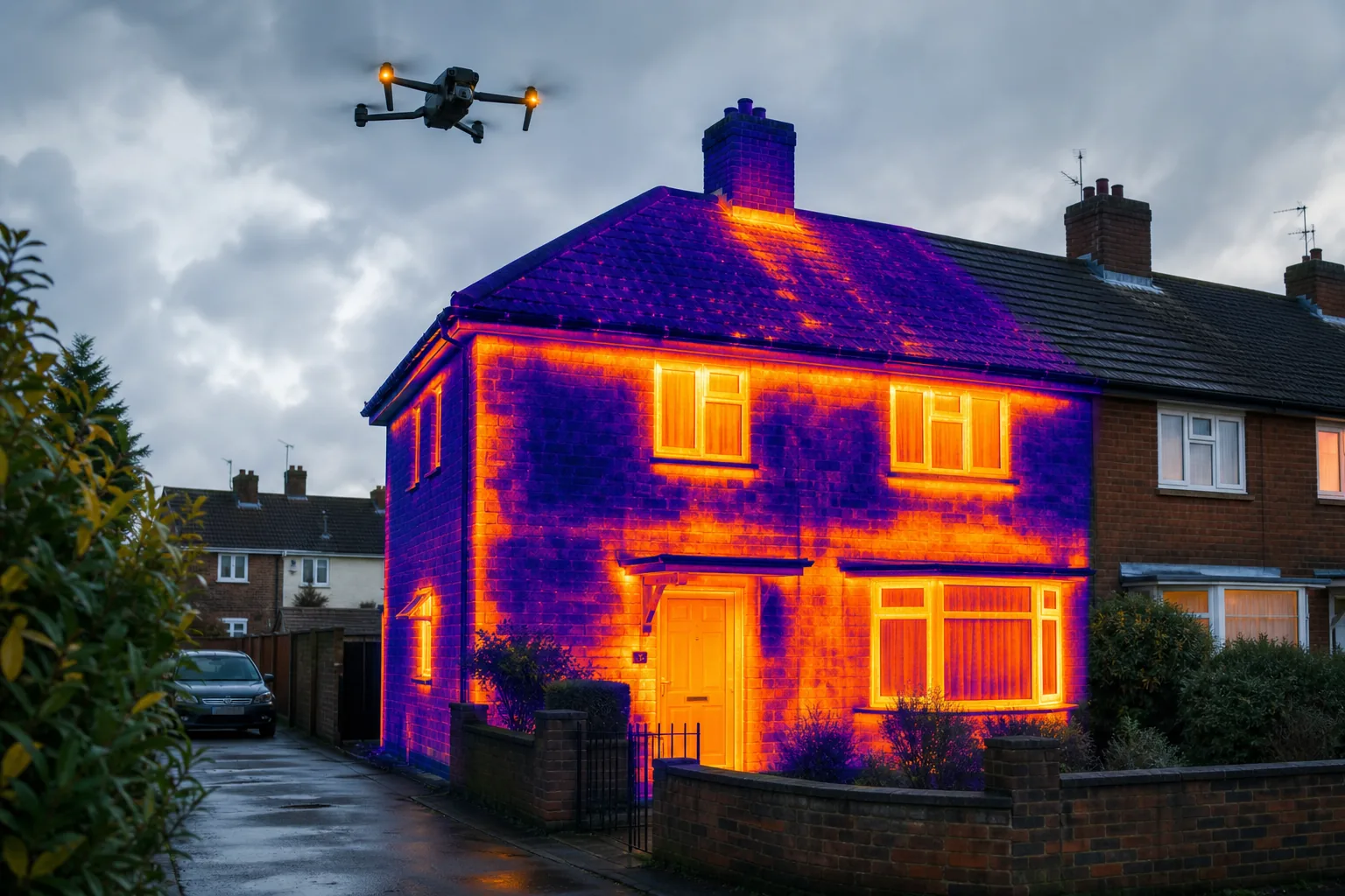 Thermal survey of a house exterior in the UK