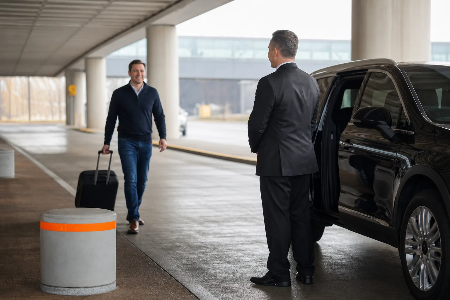 Chauffeur pickup preparation for a private transfer from MSP to downtown Minneapolis.