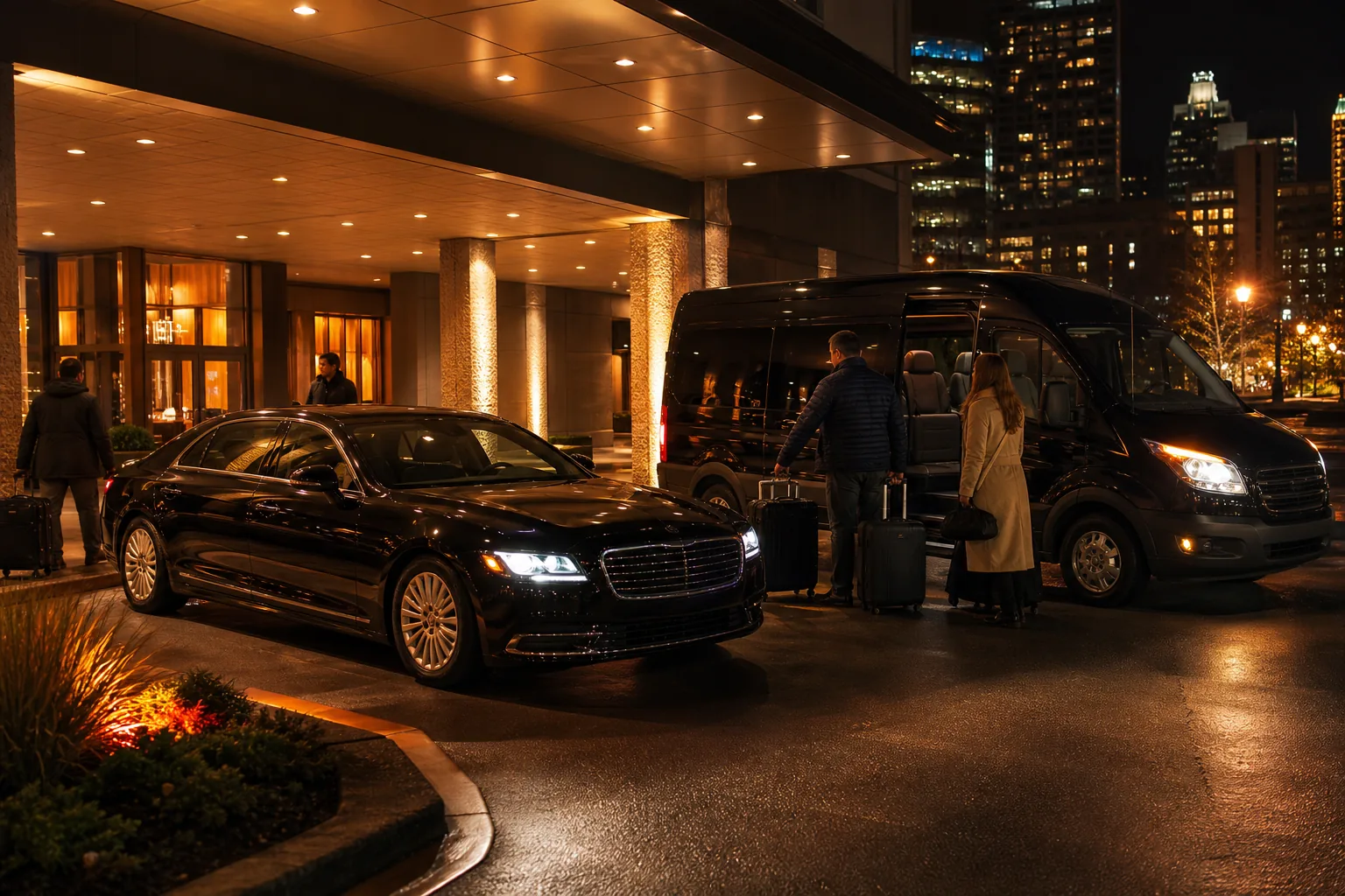 Choosing a vehicle for overnight private car hire with driver in Minneapolis.