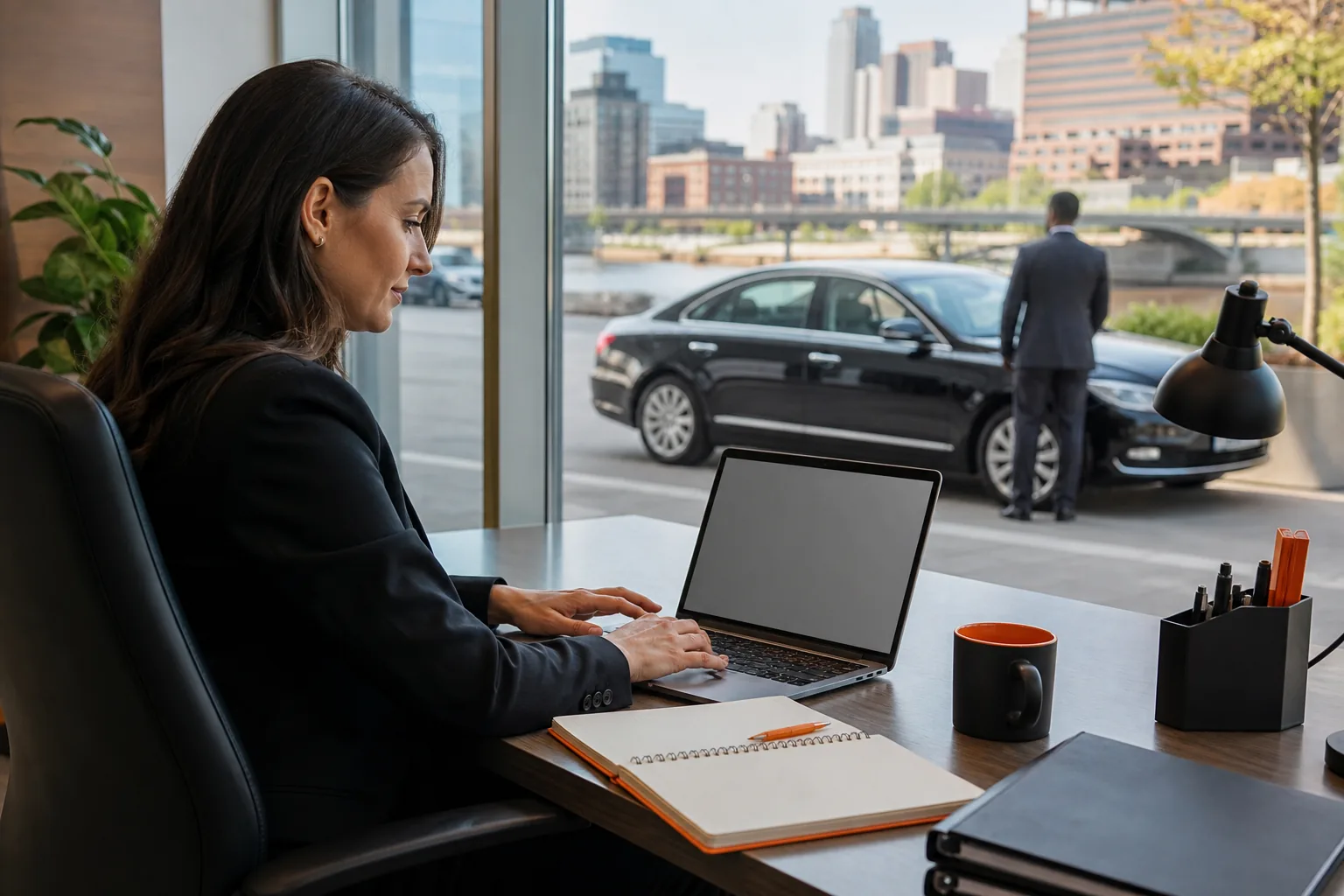 Minneapolis business travel coordinator arranging a corporate car account.