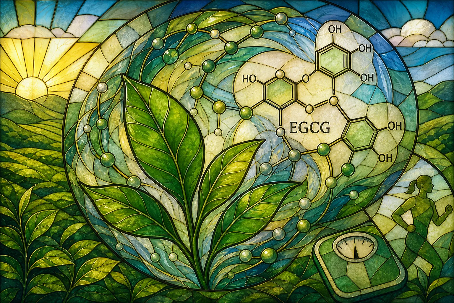 Green tea catechin EGCG benefits illustration
