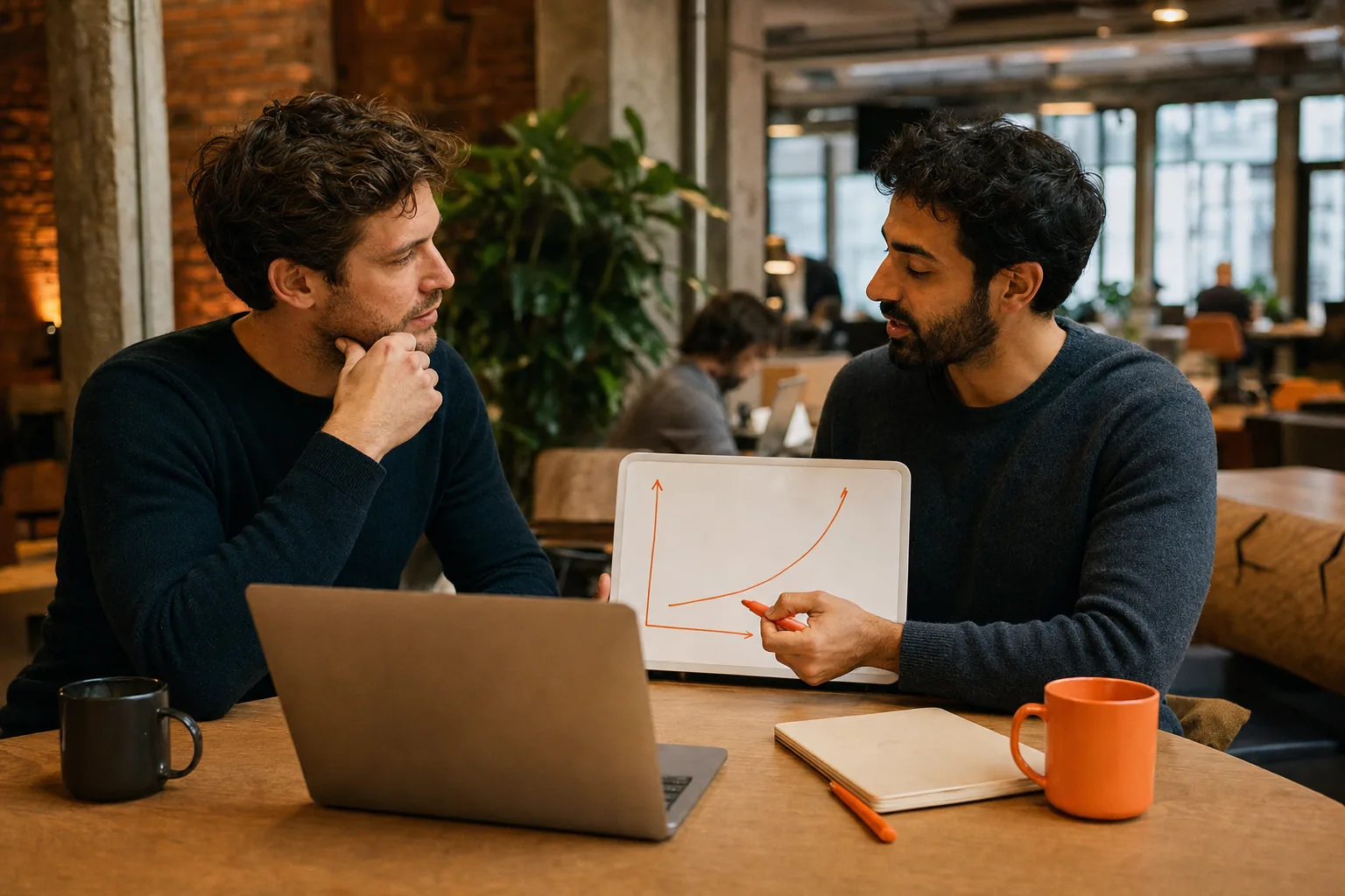 Bootstrapped SaaS founders discussing mentorship and growth decisions