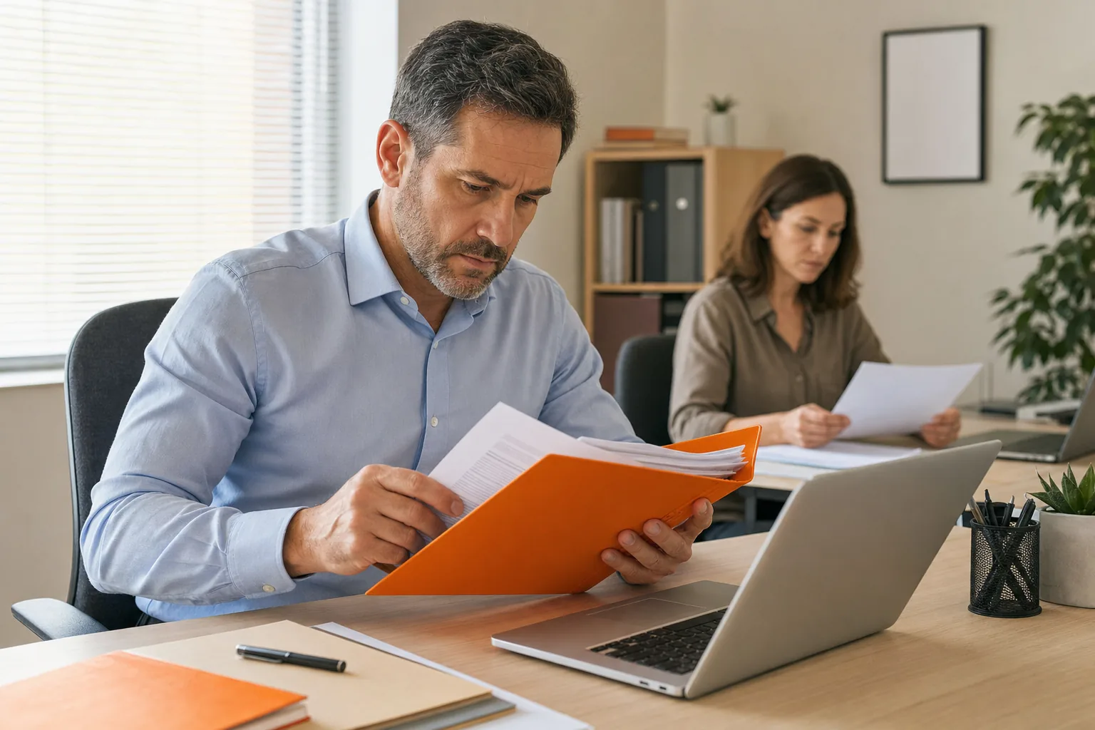 Insurance verification compliance review with a human checking source documents and records.