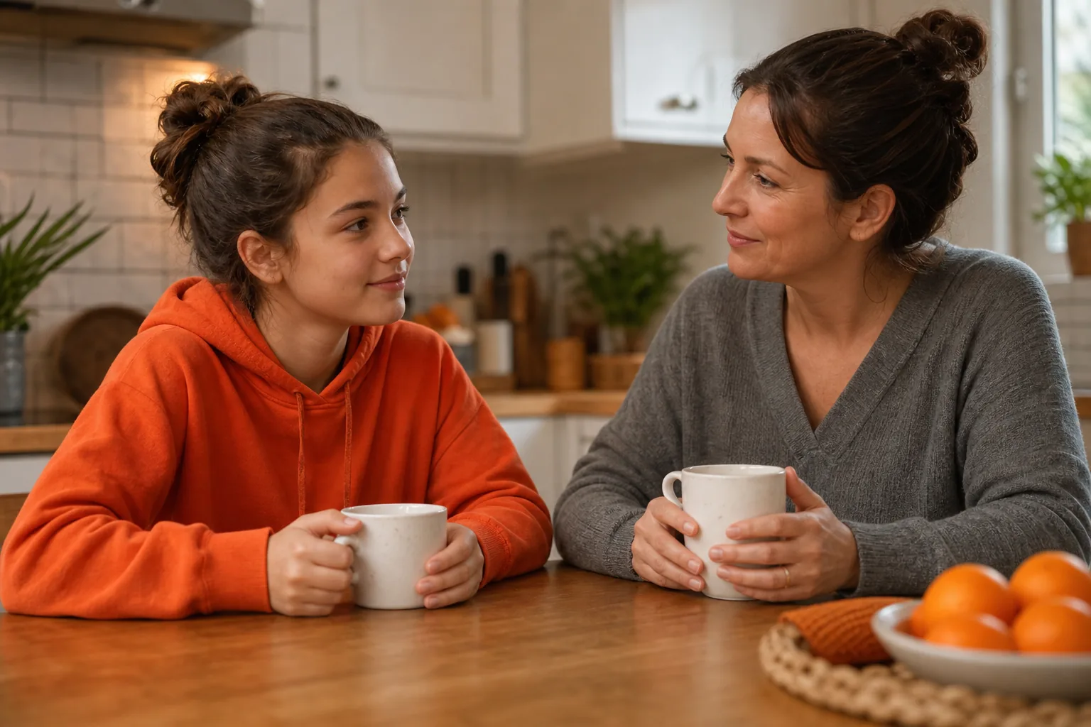 Post‑meltdown repair conversation between teen and parent, emphasizing empathy and collaboration.